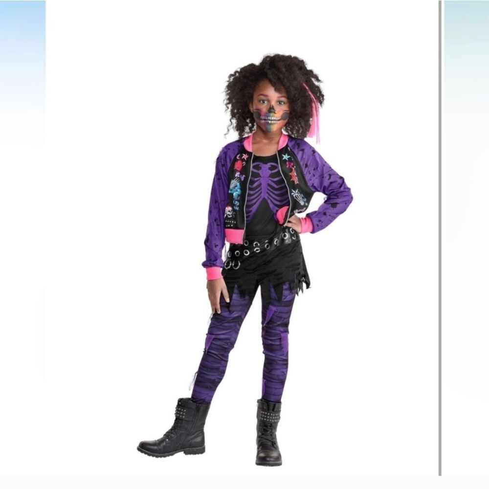 PUNK ZOMBIE Girls Purple Halloween Costume Kit